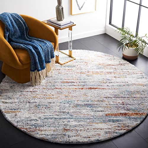 Tapete redondo SAFAVIEH 7 pies, diseño moderno azul y marfil miniatura 1