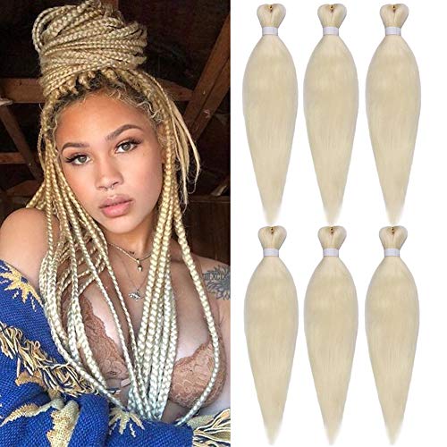 6Pack/lot Pre Stretched Braiding Hair 26inch long Itch Free Hot Water Setting Yaki Texture Crochet Twist Synthetic Box Braiding Hair Extensions (613#,540g/Lot)