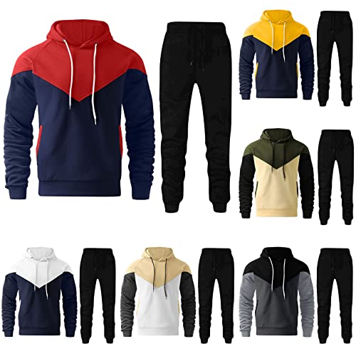 Mens 2 Piece Sport Sets Fleece Casual Tracksuit Fall Winter Warm Outfits 2023 Fashion Long Sleeve Jogging Athletic Suits