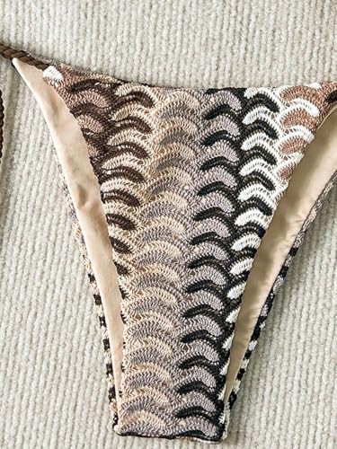 Image of ZAFUL 2 Piece Triangle Bikini for Women Knitted Rope Halter Bikini Sets Sexy Bathing Suit Side Tie Swimsuits Beachwear