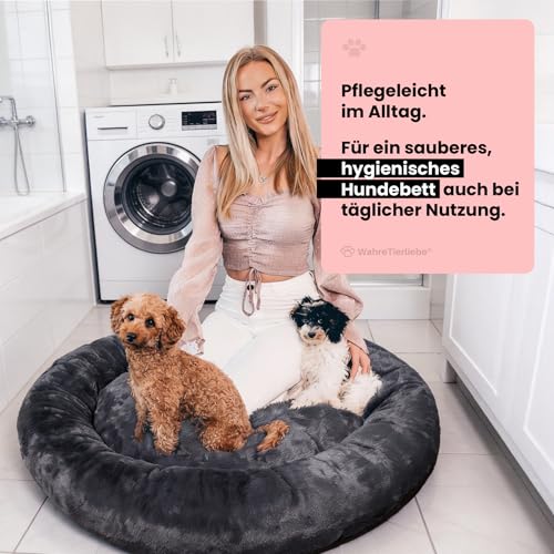 Wahre Tierliebe Orthopädisches Hundebett Deluxe für Kleine bis Große Hunde - Made in Germany - Waschbar & Formstabil - Flauschiges Hundekörbchen mit Hohem Rand für Sicherheit & Geborgenheit