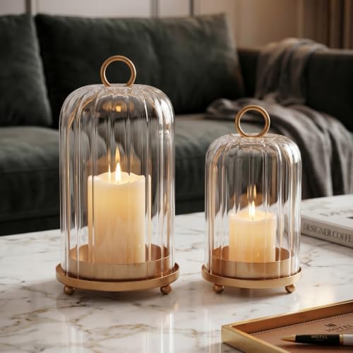Vintage Brass Metal Candle Lantern Set