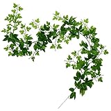 MINGTIANGH フェイクグリーン 1.8m アイビー 人工観葉植物 葉物 造花藤 植物 人工植物 藤 緑 葉 防水 高耐久 鉄線付き 雑貨 壁掛け 吊りのインテリア飾り 置物 DIY フィス ベランダ ガーデン 室内 結婚式 飾り用 撮影用 枯れないグリーン アイビー