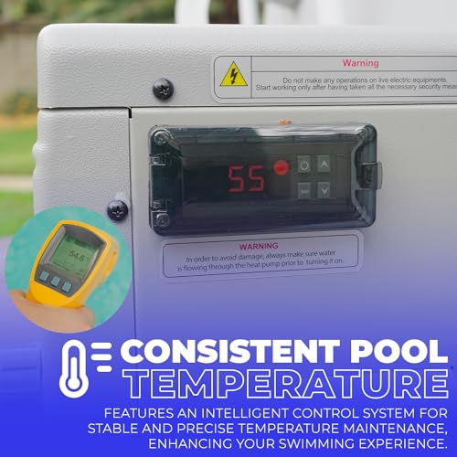 XtremepowerUS 14,500BTU/hr Swimming Pool Heat Pump Exchanger Swimming Pool Heater-for Above Ground Pools, up to 4700gallons, Titanium Heat Exchanger, 115V/60Hz