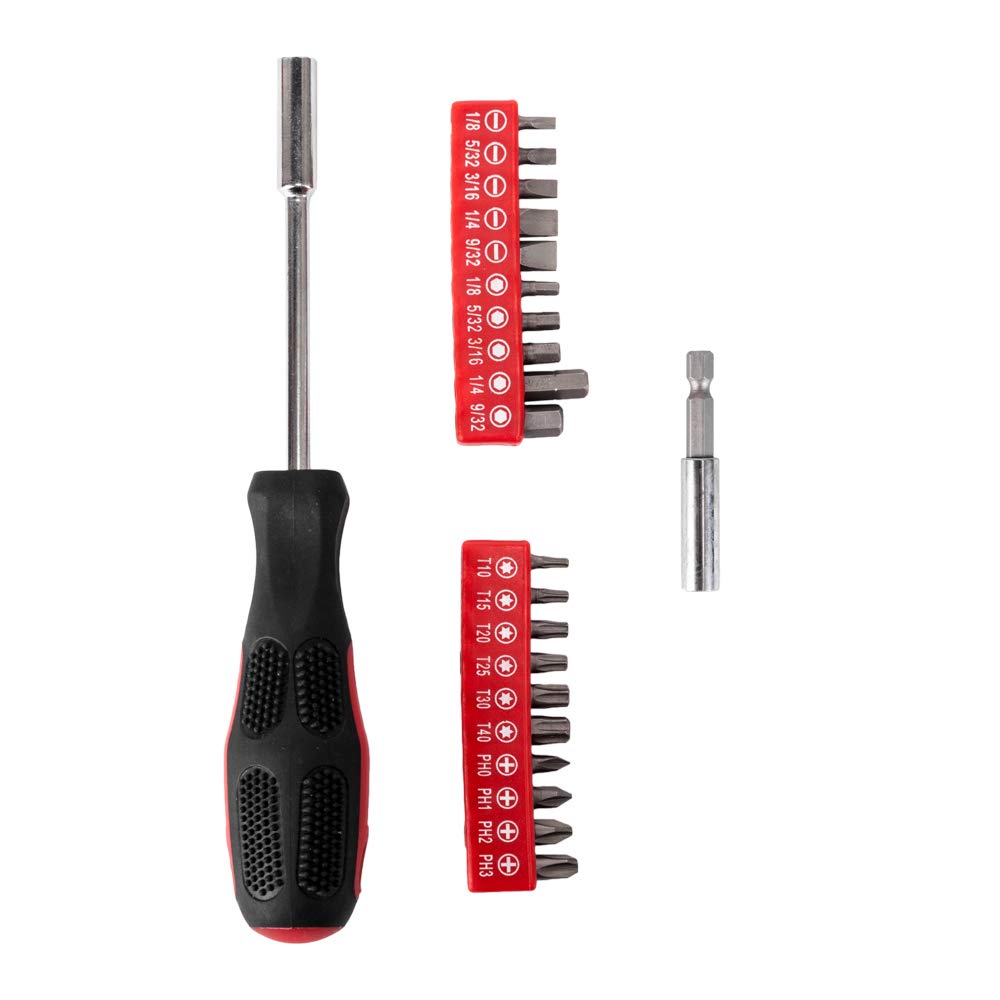 Set Di Utensili Manuali Da 39 Pezzi Kit Di Utensili Manuali Per Riparazioni Domestiche Generali Con Cassetta Degli Attrezzi In Plastica Custodia Per Chiavi A Bussola Cacciavite Coltello Rosso