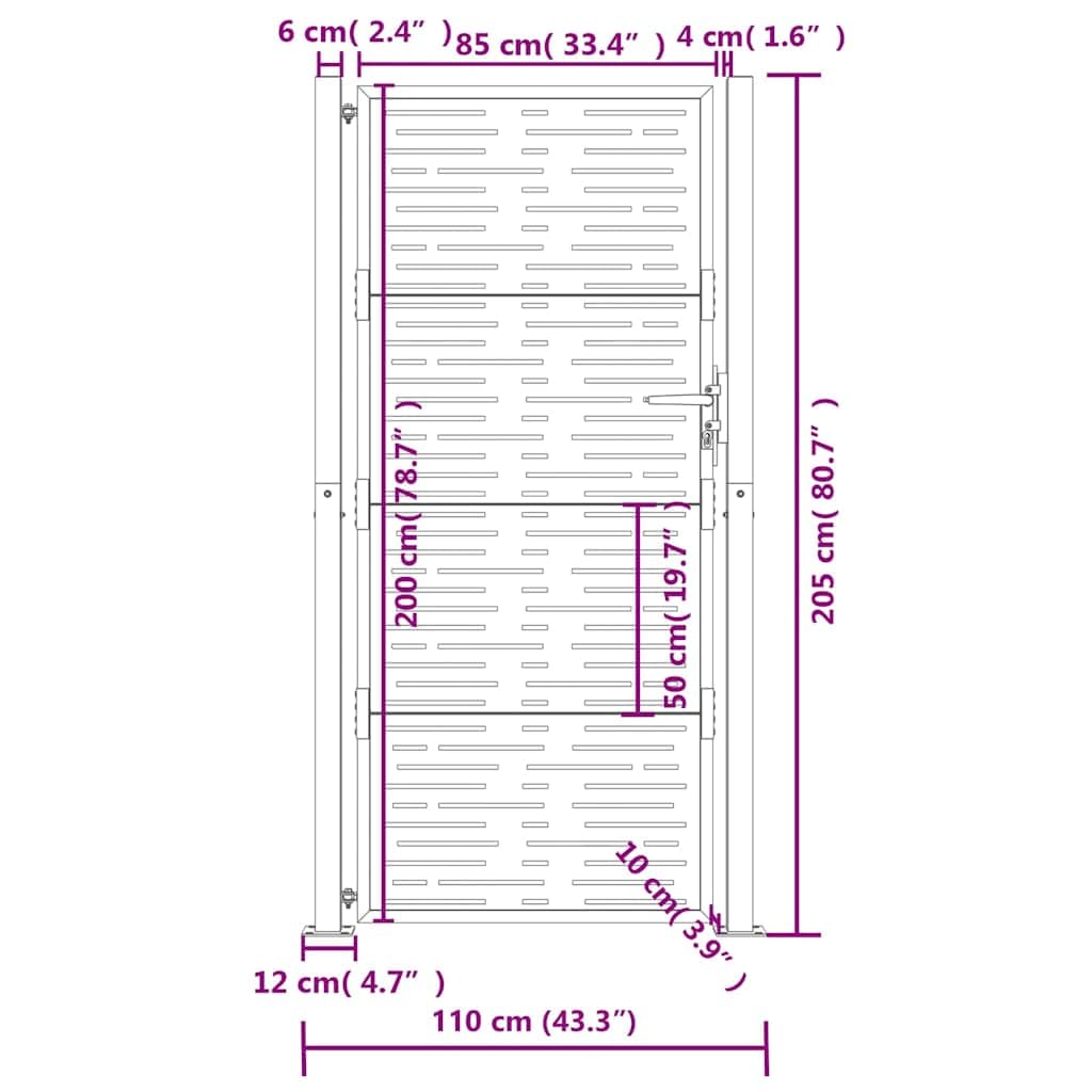 vidaXL Cancello Giardino Antracite 100x200 cm Acciaio Design Quadrato, cancello in Metallo, cancello da Giardino Anteriore, cancello da Giardino con Serratura
