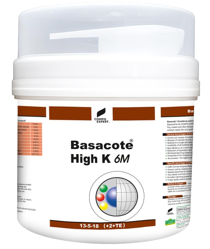 Compo Expert Basacote High K 6M | 13-5-18 (+2+TE) | Controlled Release NPK Complex Fertilizer | Slow Release Nutrients for Nurseries & Ornamentals|6 Months of Plant Nutrition|basacote high k 6m|250G