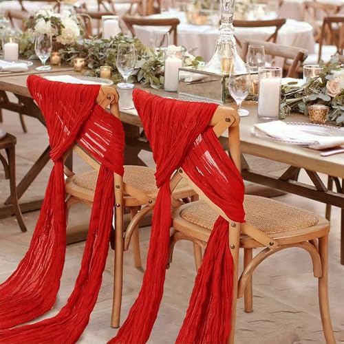 6Pack Red Cheesecloth Table Runner 10Ft Gauze Table Runner Red Cheese Cloth Table Runners Long Sheer Fabric Tablerunners for Wedding Party Bridal Shower Thanksgiving Christmas by Seveups - Image 8