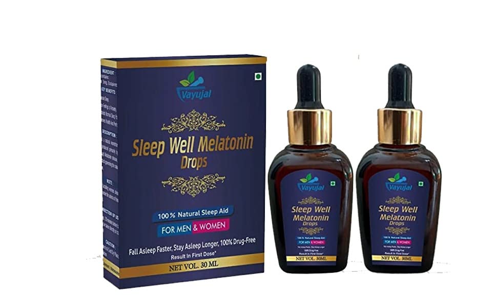 Vayujal Melatonin Sleep Drops – 30ml, Natural Supplement for Deep Sleep, Stress & Anxiety Relief Immunity & Antioxidant Support (Pack of 2) (B0BSTXL8RD) Amazon Price History, Amazon Price Tracker