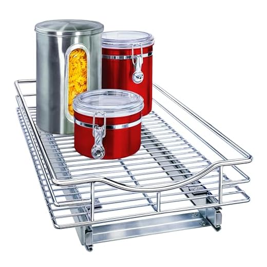 Lynk Professional Organizer Pull Out Under Cabinet Sliding Shelf, 11" W x 18" D, Chrome