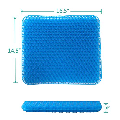 Gel Seat Cushion,SUPTEMPO Enhanced Seat Cushion,Double Gel Egg Honeycomb Design Thick Seat Cushion,for Pressure Relief Back Tailbone Pain,Car Travel Wheelchair(with Black Cover)