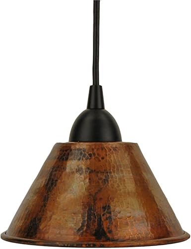 Miniatura 2 de Premier Copper Products L300DB Lámpara colgante de cono de cobre martillado a mano de 7 pulgadas, bronce aceitado