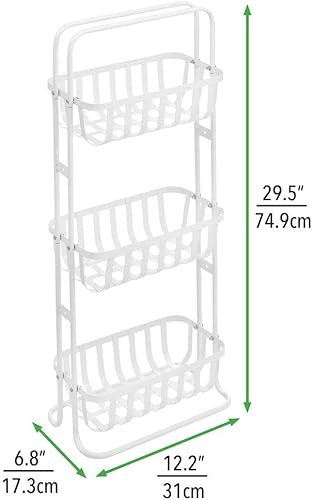Miniatura 5 de mDesign Soporte vertical de baño de 3 niveles, organizador de almacenamiento de exhibición de metal, estante de torre con 3 cestas para sostener y