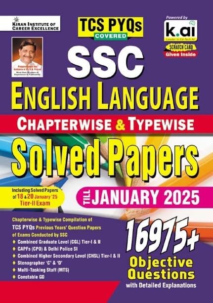SSC English Language Chapterwise & Typewise Solved Papers Till January 2025 TCS PYQs Covered for CGL,CPO,CHSL,MTS,Steno & Constable GD (English Medium)(5318)