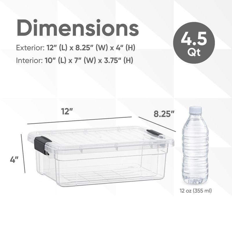 Image of Superio 4.5 Quart Clear Plastic Storage Containers with Lids, Stackable Organizer Bins, BPA-Free Storage Boxes for Home, Office, Dorm & Classroom, 10 Pack