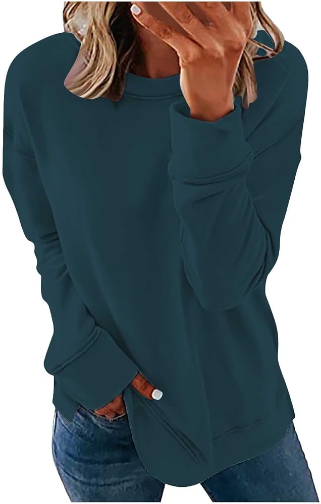 Maglione da donna alla moda, leggero, per autunno e inverno, casual, motivo sfumato, a maniche lunghe, con scollo rotondo, comodo, a tunica, Nero , M