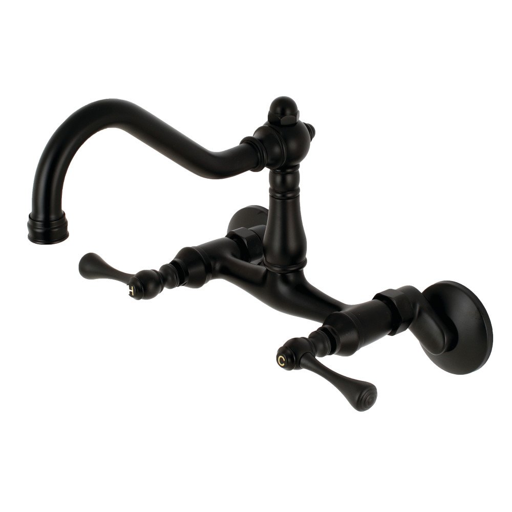 Kingston latón ks3220bl Vintage 15,2 cm ajustable centro soporte de pared de cocina grifo, 8 – 1/5,1 cm en alcance del Caño, Negro Mate