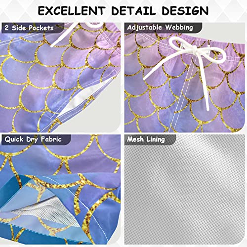 Mermaid Fish Scales Boys Swim Trunks Toddler Boy Swimsuit Quick Dry Boys Bathing Suits For Boys Adjustable Waist Beach Board Shorts For Kids, Pink, 3T #TOP2