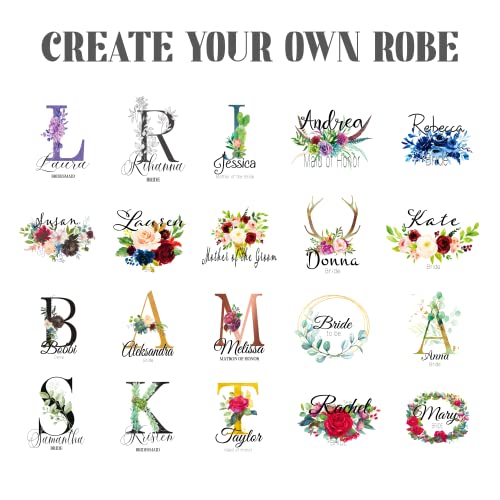 Personalized Bridesmaid Robes Lace Bridal Robe Customized Gift Floral Design Satin Kimono Robe Wedding Party Getting Ready Short Robe Bachelorette Party gifts2