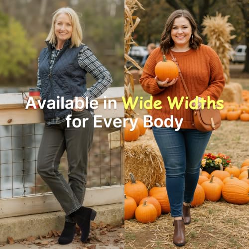 Image of Women's Short Ankle Boots, Low Heel Round Toe Western Booties | Comfortable western-inspired booties, memory foam cushioning, buckle side zip or perforated slip-on design options