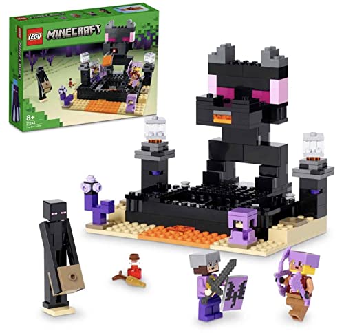 LEGO Minecraft El Combate en el End, Juego de Batalla, Juguete para Niños y Niñas de 8 Años, PVP, Escenario con Lava, Mini Figura de Guerrero y Arquero del Dragón, Idea de Regalo 21242