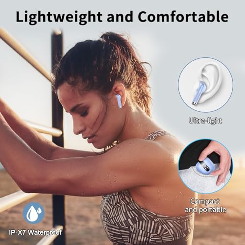 Image of Wireless Earbuds, Bluetooth 5.3 Headphones With 4 ENC Mic, 56H In-Ear Noise Cancelling Deep Bass, Mini Ear Buds IP7 Waterproof LED Display