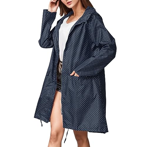 Chubasquero para mujer largo cortavientos impermeable con impresión de moda