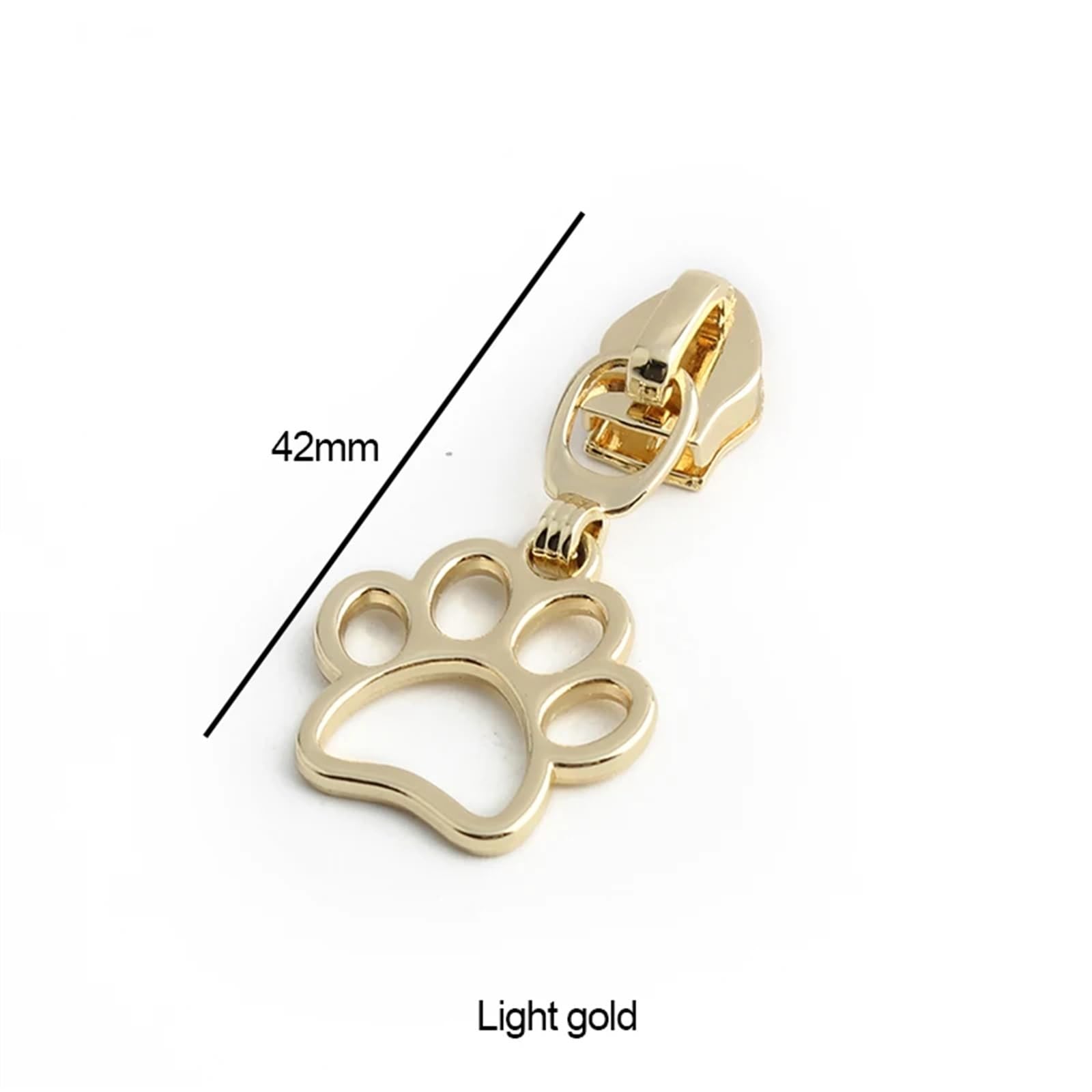Tirador Cremallera 20/50/200 Uds 5# Tirador de Cabeza Deslizante de Cremallera de Metal de Nailon for Bolsos de Cuero Equipaje Accesorios de Costura DIY Decorativos(Paw Light Gold,50 Pieces)