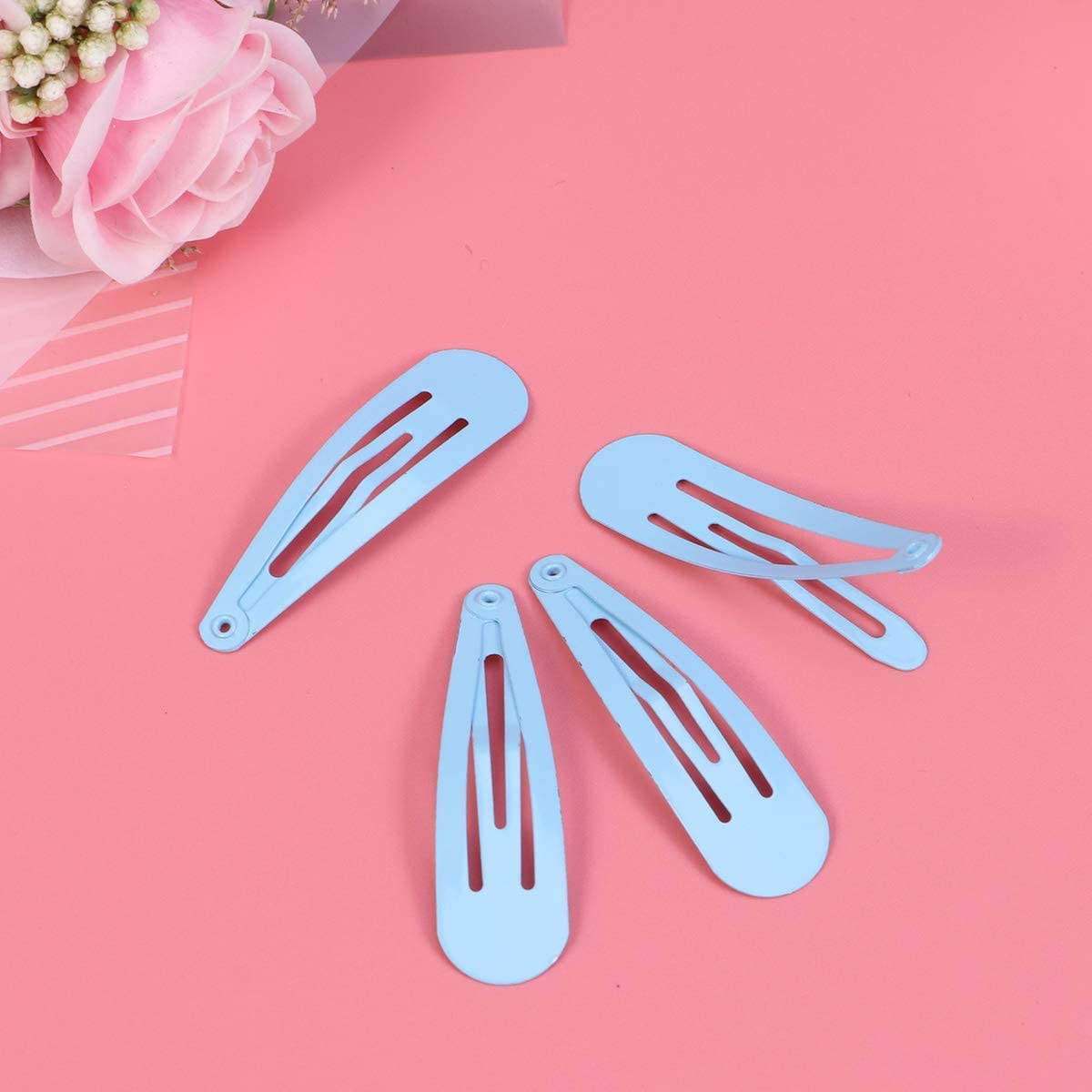 Fermagli for Capelli a Scatto, 50 Pezzi Fermagli for Capelli in Metallo Tinta Unita for Bambini (Blu Scuro) (Color : Light Blue)