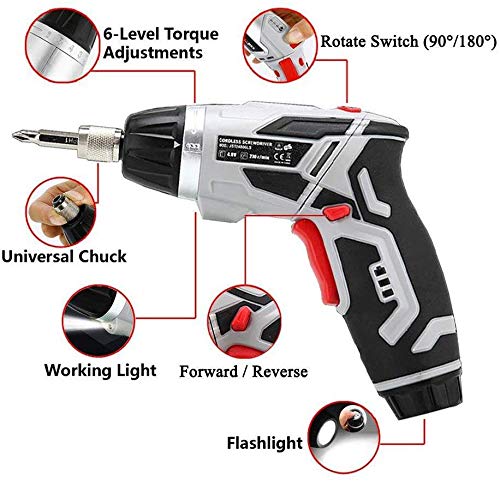 Samnuerly Elektroschrauber wiederaufladbar, Akku-Bohrschrauber 4 V, 46-teiliges Elektroschrauber-Set mit Tragetasche, 220 V – Bild 3