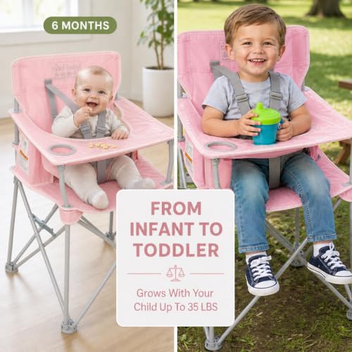 Image of ciao! baby Portable High Chair, for Travel and Camping, Blush