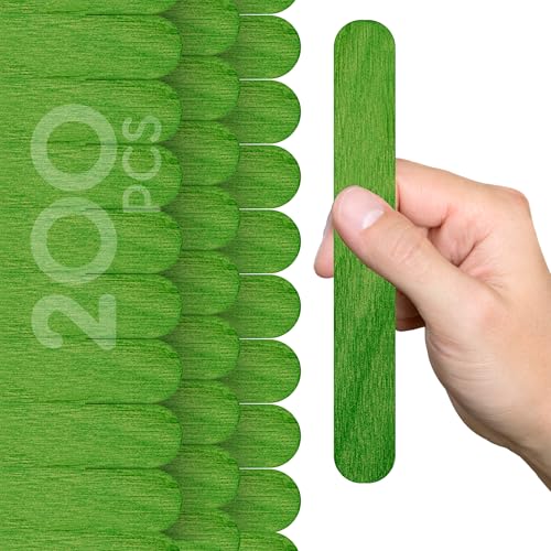 200PCS Wood Craft Sticks Green 6 Inch Green Popsicle Sticks for Crafts Colored Popsicle Sticks Jumbo for Crafting DIY Projects