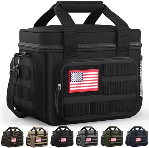 HOTOR Lunch Box for Men & Women - Insulated Lunch Bag with Multiple Pockets, Tactical Cooler Bag for Work, Hiking, Camping, Fishing, Travel, Black, 11.0