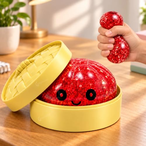 Image of Graphene Dumpling Squishy Ball Mystery Box for Kids 3+Years Adults Silicone Sensory Fidget Toy Stress Relief Ball Squeeze Toy Cute Anti Anxiety Slime Mesh Ball Party Favor Birthday Gift Boys Girls