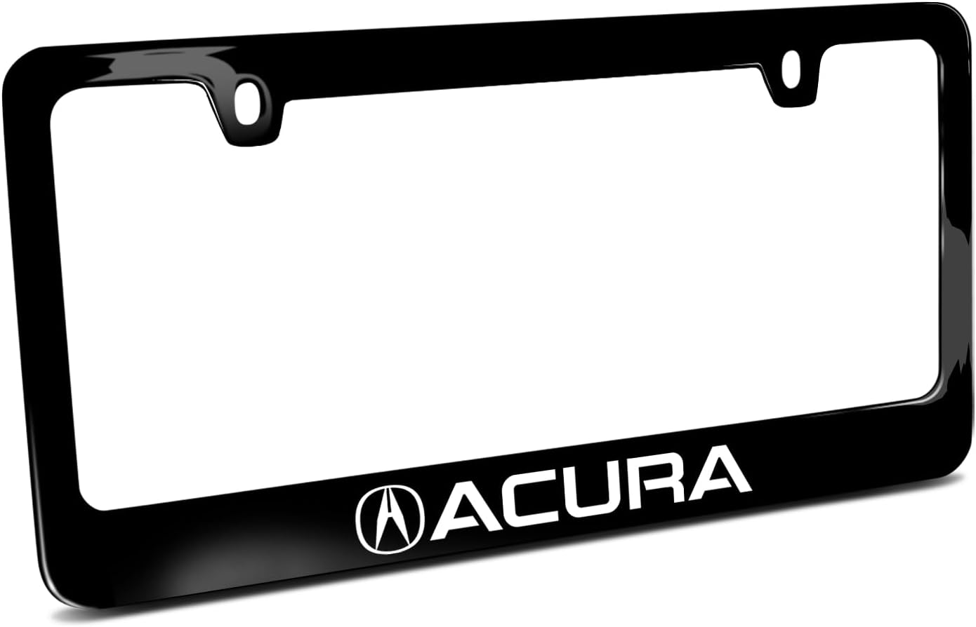 iPick Image for Acura Logo in UV LED Printed on Black Metal License Plate Frame