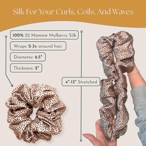 Image of Silk Scrunchies for Ponytail Holders - Oversized Silk Scrunchies - Extra Large No Damage Hair Ties for Curly, Thick, and Thin - Hair Accessories for Women - Leopard /Cheetah Print, XL By Curlfriend