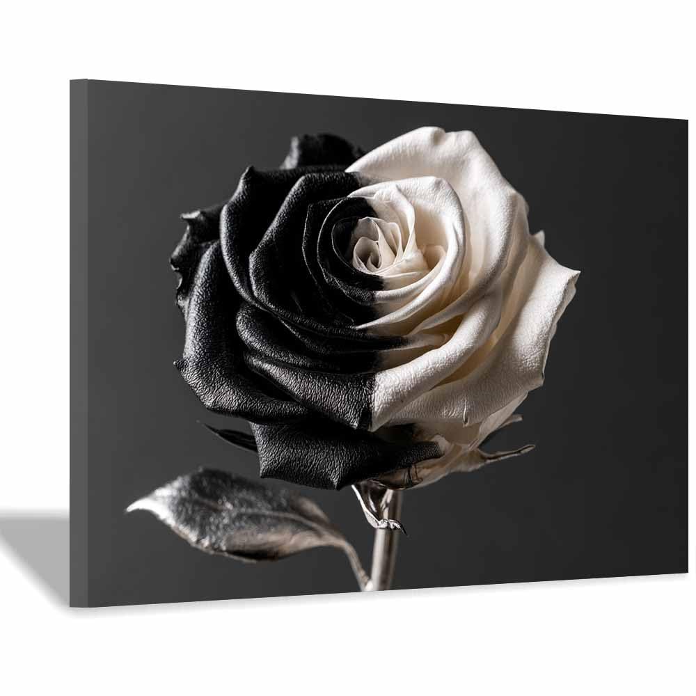HOQIU Black And White Pictures Black Whites Ros Art canvas wall art, decorative paintings, for Bedroom Living Room Bathroom Office Home Decoration(Multicolor)-70x100cm Framed