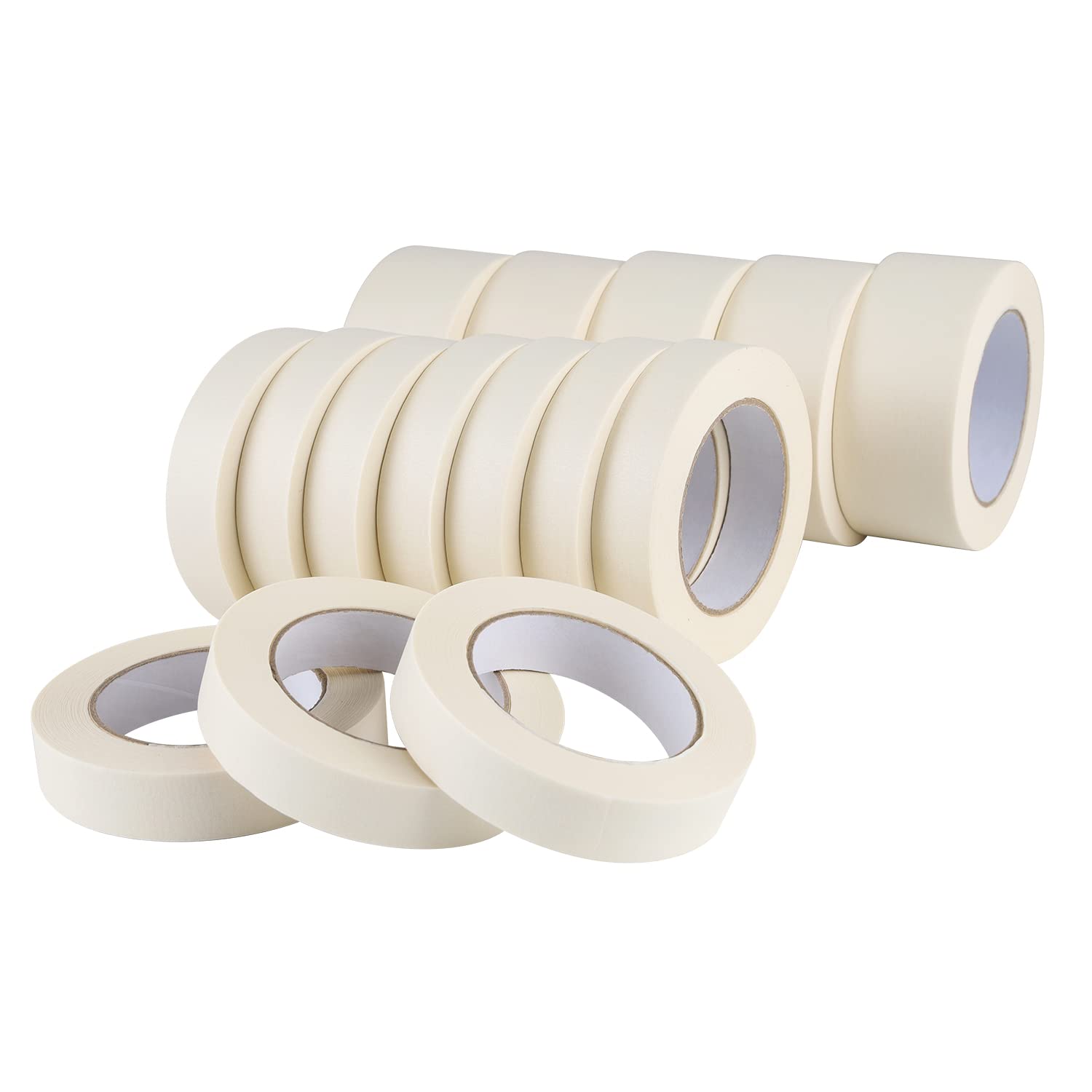 Lichamp White Masking Tape 1 inch and 2 inch Wide, 10+5 Pack 1 inch and
