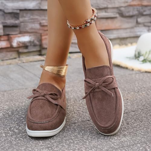Women's Casual Slip On Suede Shoes Flat Comfortable Everyday Wear Versatile Footwear for All Seasons Soft3