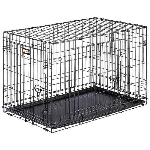 Ferplast Gabbia per cani pieghevole DOG-INN 90 Recinto per cuccioli, Trasportino in metallo, Separatore incluso, Porta doppia con chiusura di sicurezza, 92,7 x 58,1 x h 62,5 cm Nero