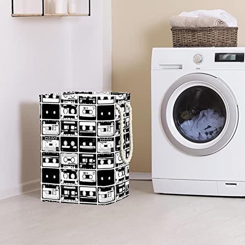 Panier à linge imperméable grand format bac à linge noir et blanc Cassette - 3