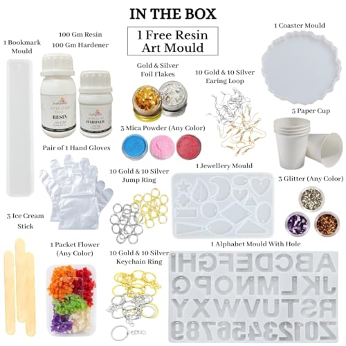 Image of ICRAFTYWORLD 85 Pcs Resin Art Kit with Moulds DIY Epoxy Resin Agate Coaster Resin Art Set Jewellery Making Kit for Beginners with Pigment, Glitter & More (Kit 3), Multicolor