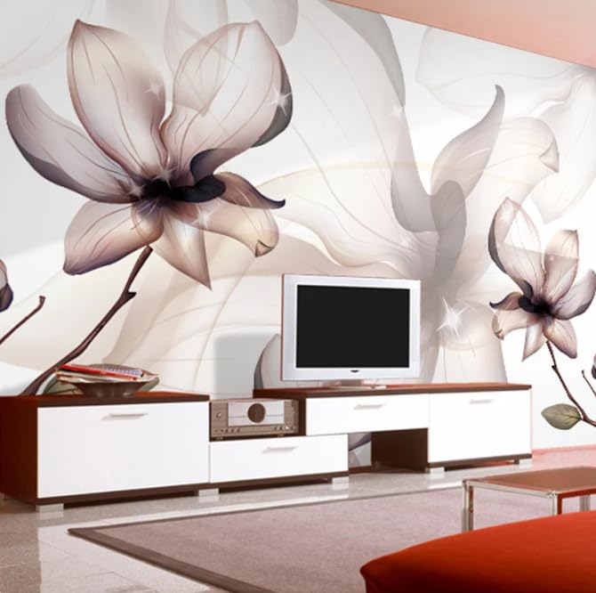 Papier peint lotus moderne 3D pour transformer le mur du salon - 3