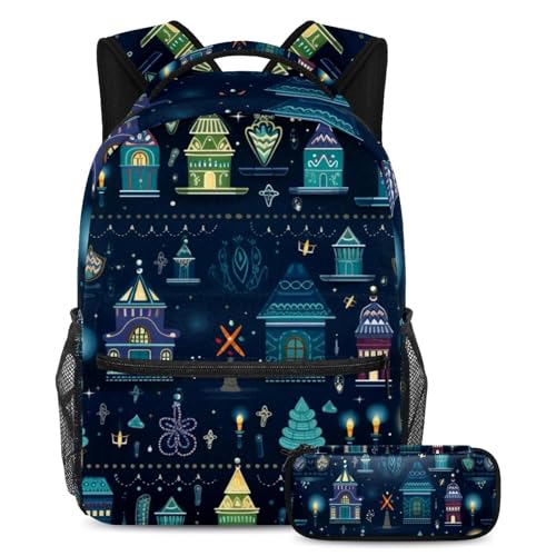Sac à livres de voyage Hanukkah 87 bleu grand modèle avec trousse pour adolescents
