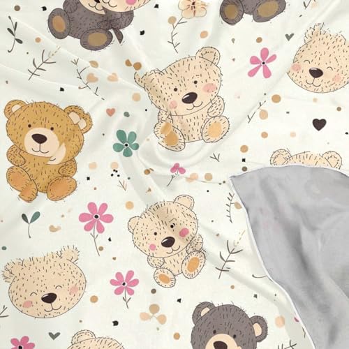 Cute Bear Silk Like Head Scarf for Women,Soft Fashion Neck Scarf Square Satin Head Scarf 23.6 Inches4