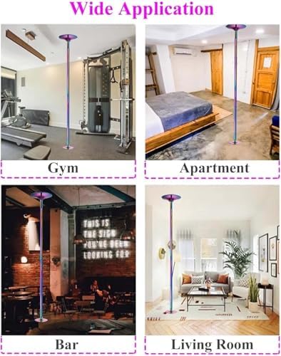 Premium Dance Pole Removable Spinning Static Dancing HeavyDuty Steel Pole Adjustable Height,Dancer Pole,Dance Pole Professional Spinning Pole 45mm Spinning & Static Dancing Pole, Permanent S