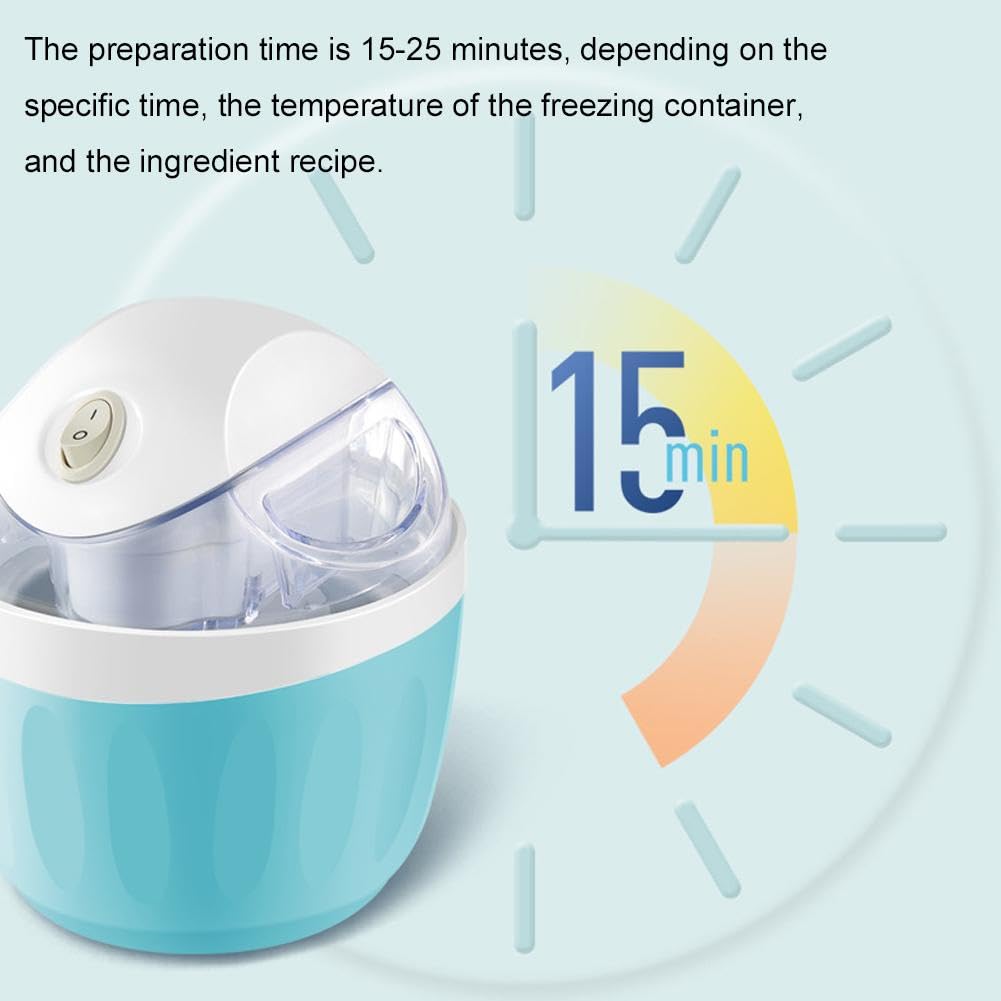 Kleine Mini-Eismaschine für Zuhause, persönliche Eismaschine – nur 15 Minuten, DIY-Mini-Eismaschine, One-Touch-Dessertmaker für eine Portion Gelato, gefrorener Joghurt für Küche, Familien-Leckereien