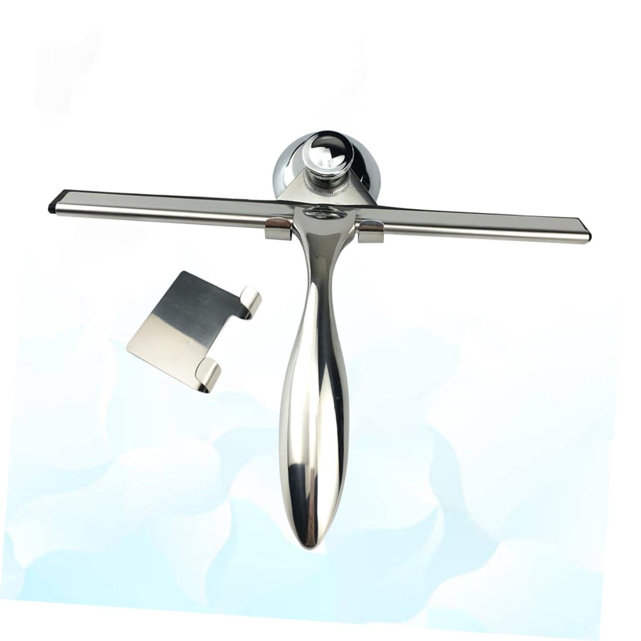 3 Piezas Rasqueta de Baño Acero Inoxidable con Ventosa y Soporte Limpiacristales para Mampara Ducha Ventana y Azulejos Mango Ergonómico y Goma Resistente al Calor