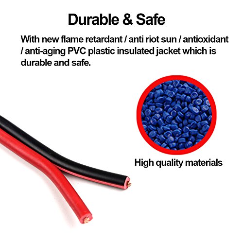 40Ft 18 Awg Gauge Electrical Wire, Premium Dc 12V Hookup Red Black Copper Stranded Auto 2 Cord, Flexible Extension Cable With Spool For Led Ribbon Lamp Light Or Low Voltage Products By Milapeak #TOP3