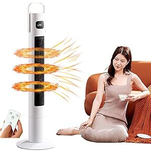 ilbcavne Ventilatorkachel, energiebesparend, 2200 W, kleine keramische ventilatorkachel met afstandsbediening, geruisloos, verticaal, energiebesparend, draagbare ventilatorkachel, instelbare thermostaat (maat: 90 cm hoog)